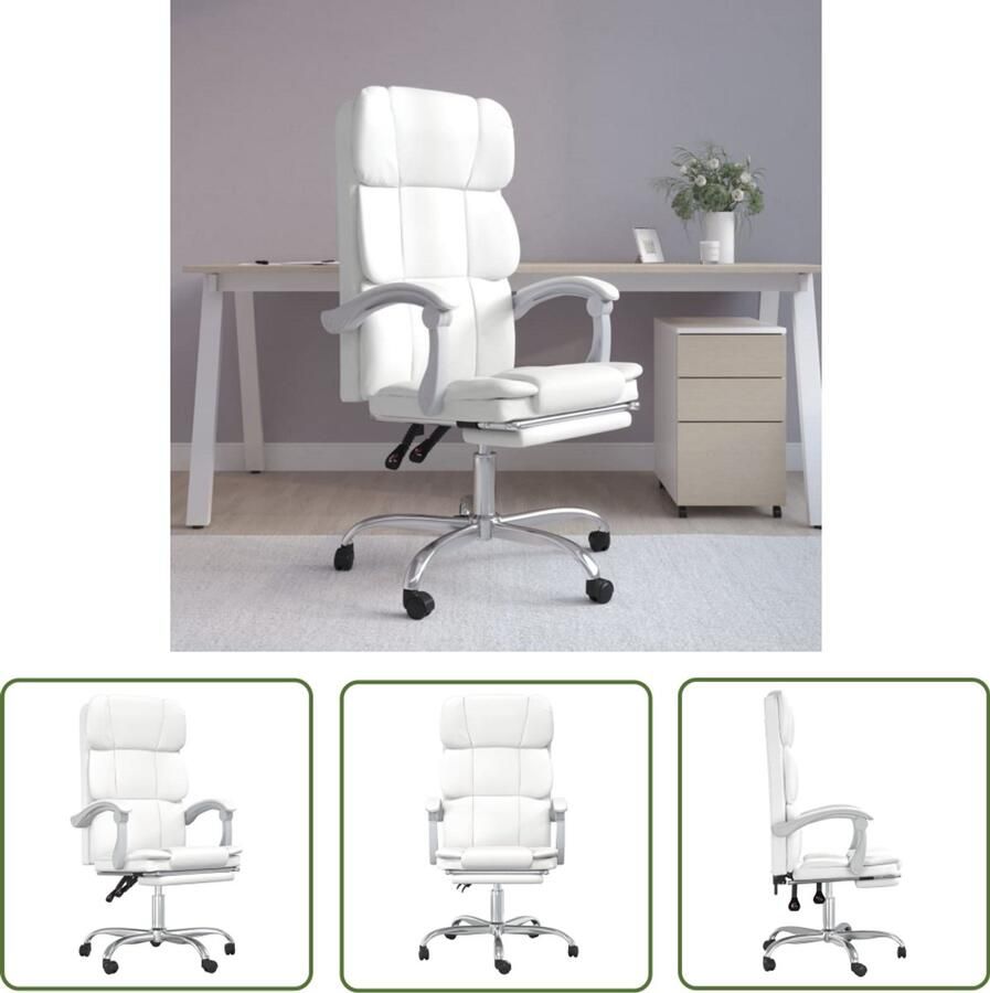 VidaXL Kantoorstoel Verstelbaar Kunstleer Wit Kantoorstoel Bureaustoel Witte Stoel Verstelbare Stoel Ergonomische Stoel Kunstleder Stoel