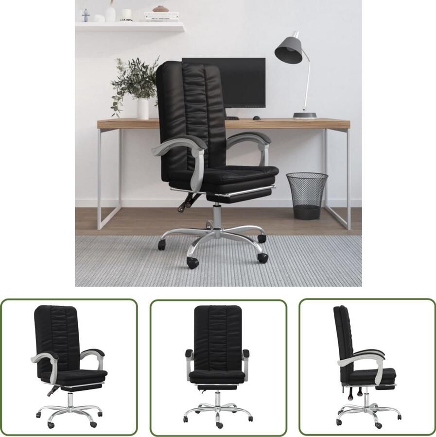 VidaXL Kantoorstoel Verstelbaar Kunstleer Zwart Kantoorstoel Bureaustoel Ergonomische Stoel Verstelbare Stoel Zwarte Stoel