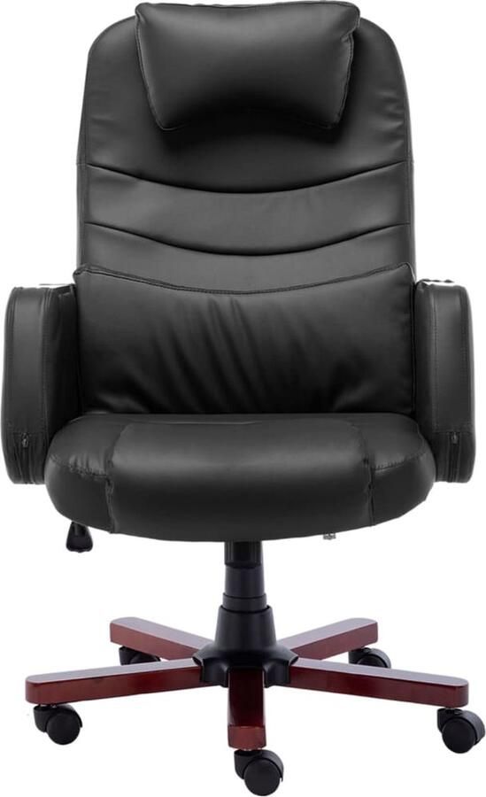VidaXL Kantoorstoel Verstelbaar Kunstleer Zwart Kantoorstoel Bureaustool Ergonomische Stoel Verstelbare Stoel Zwarte Stoel Kunstlederen Stoel - Foto 2