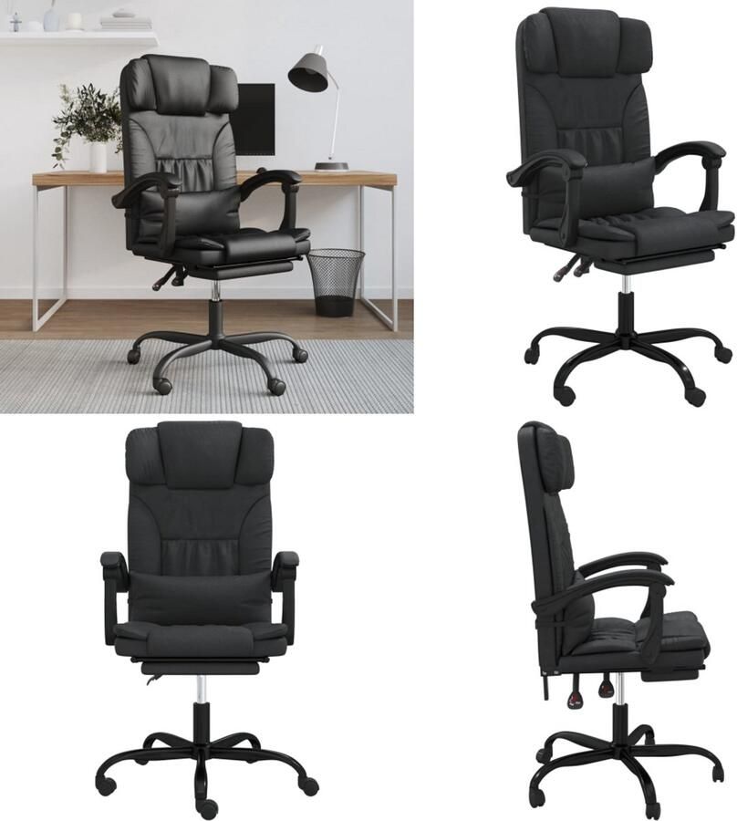 VidaXL Kantoorstoel verstelbaar kunstleer zwart Verstelbare Kantoorstoel Verstelbare Kantoorstoelen Verstelbare Bureaustoel Stoel