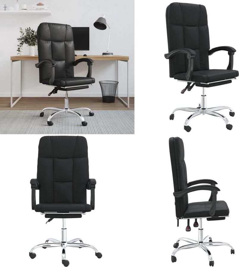 VidaXL Kantoorstoel verstelbaar kunstleer zwart Verstelbare Kantoorstoel Verstelbare Kantoorstoelen Verstelbare Bureaustoel Stoel