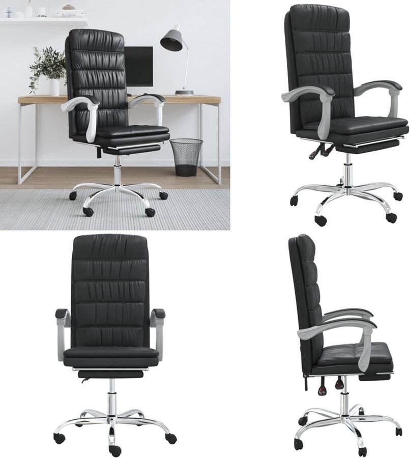 VidaXL Kantoorstoel verstelbaar kunstleer zwart Verstelbare Kantoorstoel Verstelbare Kantoorstoelen Verstelbare Bureaustoel Stoel