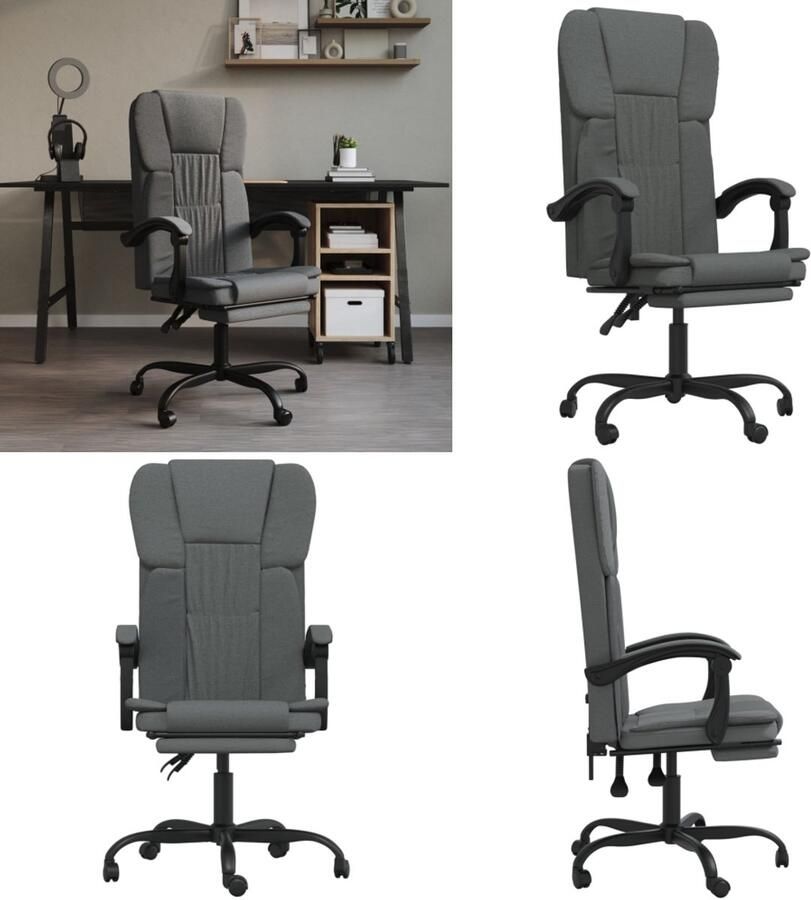 VidaXL Kantoorstoel verstelbaar stof donkergrijs Verstelbare Kantoorstoel Verstelbare Kantoorstoelen Verstelbare Bureaustoel Stoel