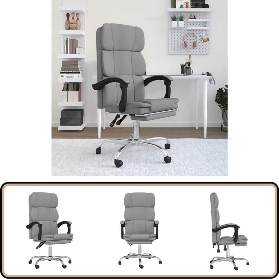 VidaXL Kantoorstoel Verstelbaar Stof Lichtgrijs Kantoorstoel Bureaustoel Ergonomische Stoel Verstelbare Stoel Licht Grijze Stoel Comfortabele Stoel