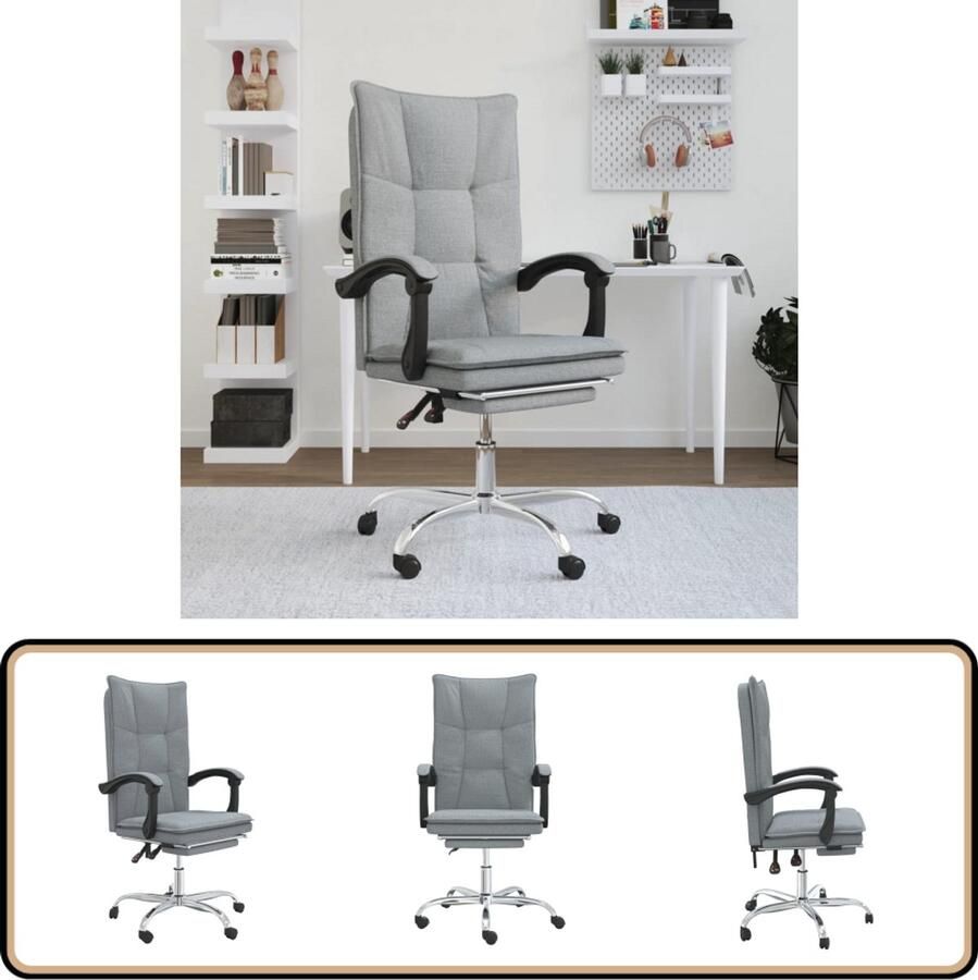 VidaXL Kantoorstoel Verstelbaar Stof Lichtgrijs Kantoorstoel Bureaustoel Ergonomische Stoel Verstelbare Stoel Comfortabele Stoel