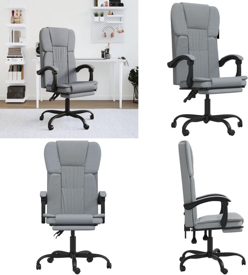 VidaXL Kantoorstoel verstelbaar stof lichtgrijs Verstelbare Kantoorstoel Verstelbare Kantoorstoelen Verstelbare Bureaustoel Stoel