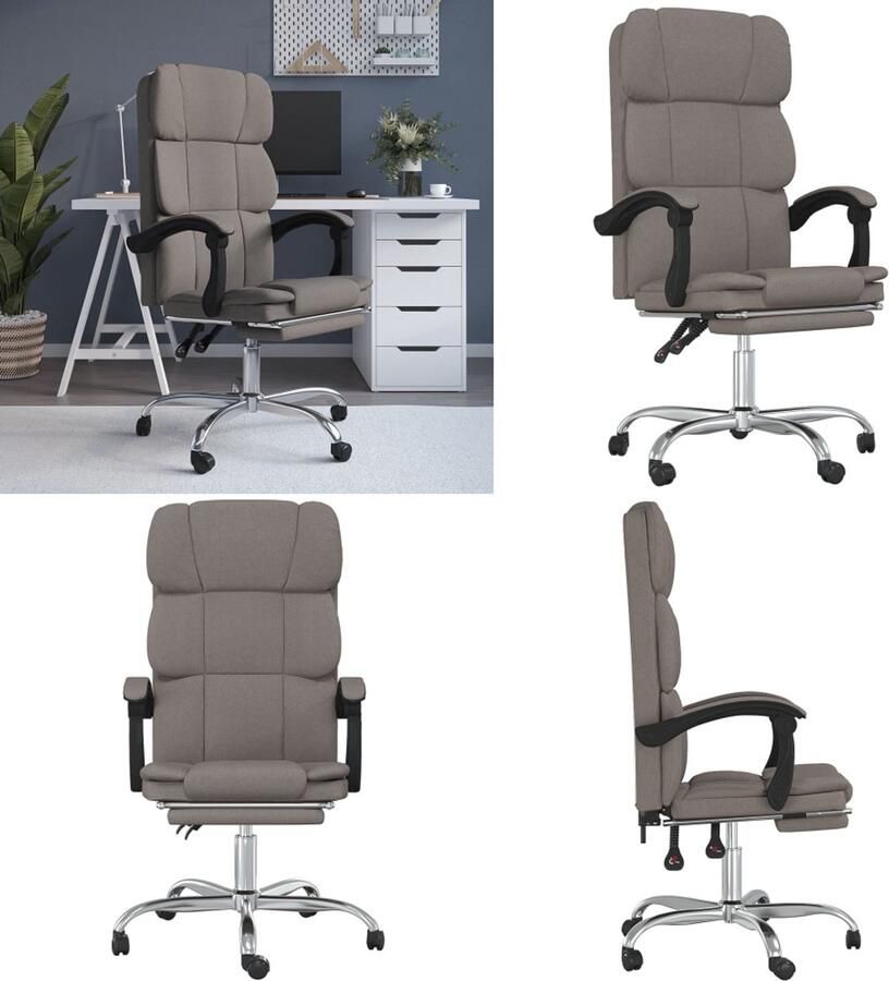 VidaXL Kantoorstoel verstelbaar stof taupe Verstelbare Kantoorstoel Verstelbare Kantoorstoelen Verstelbare Bureaustoel Stoel