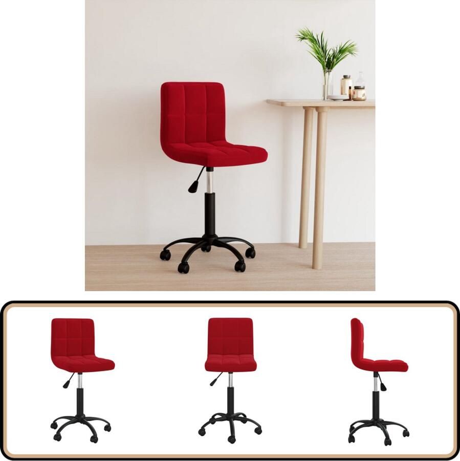 VidaXL Kantoorstoel Wijnrood Fluweel Draaibaar Kantorstoel Bureaustoel Draaibare Stoel Fluweel Stoel Rode Stoel
