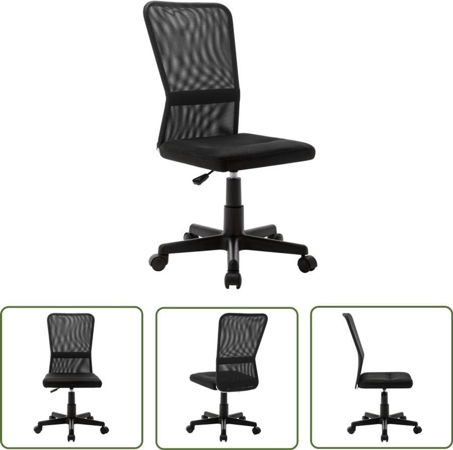 VidaXL Kantoorstoel Zwart Mesh stof Verstelbaar Kantoorstoel Bureaustoel Ergonomische Stoel Mesh Stoel Zwarte Stoel Hogestoel Zwenkbare Stoel Adjustable Stoel - Foto 2
