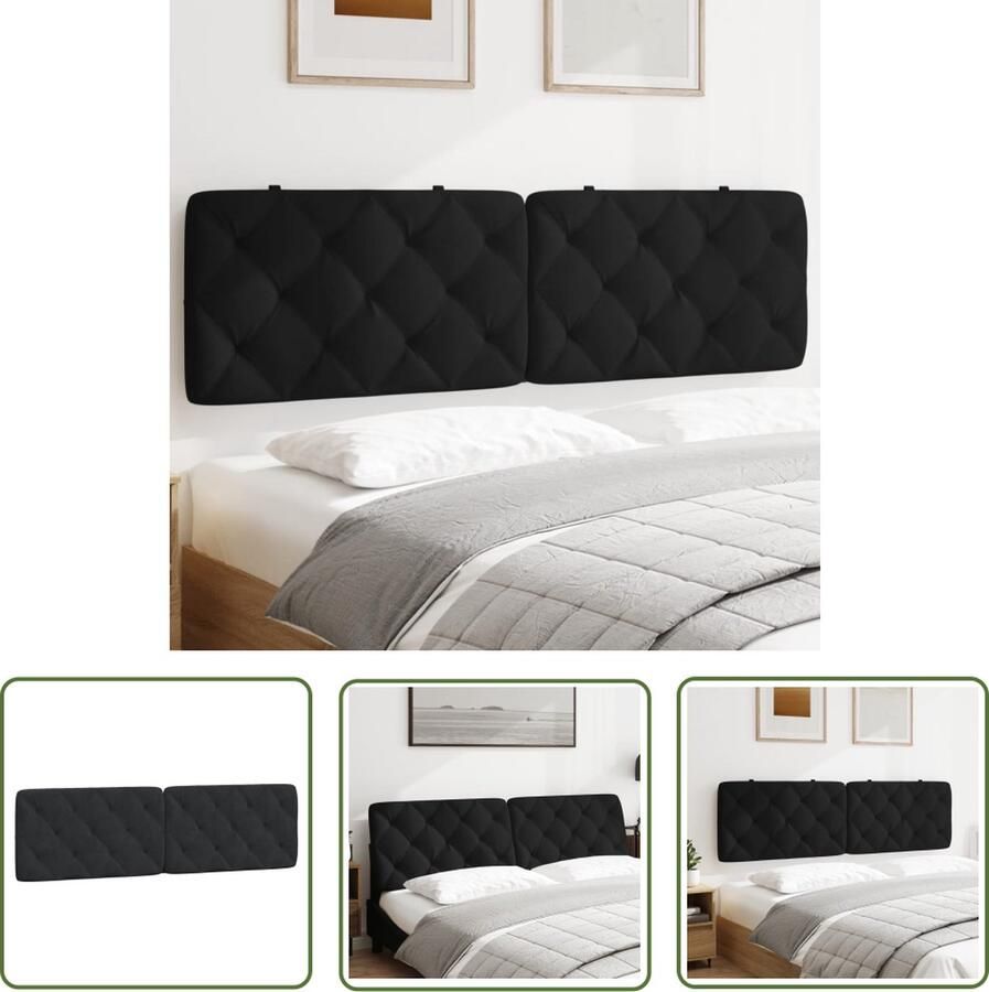 The Living Store Gecapitonneerd Hoofdbordkussen 185 x 6 x 48 cm Fluweel Zwart Hoofdkussen Kapiteln Hoofdbord Bedding Luxe Hoofdkussen Velvet Hoofdkussen