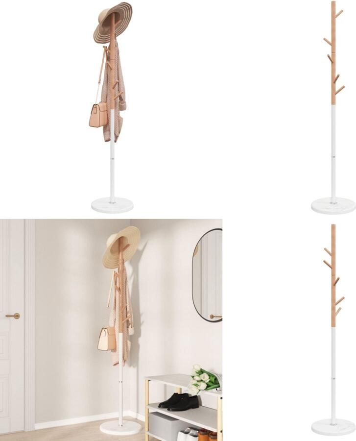 VidaXL Kapstok 172 cm gepoedercoat ijzer wit Kapstok Kapstokken Kledingrek Jassenrek