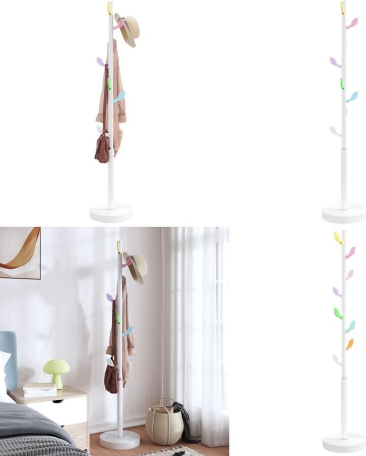 VidaXL Kapstok 172 cm gepoedercoat ijzer wit Kapstok Kapstokken Kledingrek Jassenrek