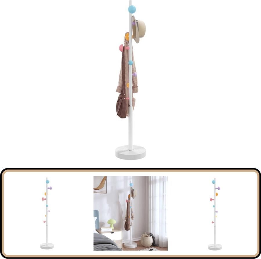 VidaXL Kapstok 172 cm Gepoedercoat IJzer Wit Kapstok Wandhaak Entreehal Garderobe Organisatie