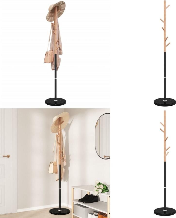VidaXL Kapstok 172 cm gepoedercoat ijzer zwart Kapstok Kapstokken Kledingrek Jassenrek