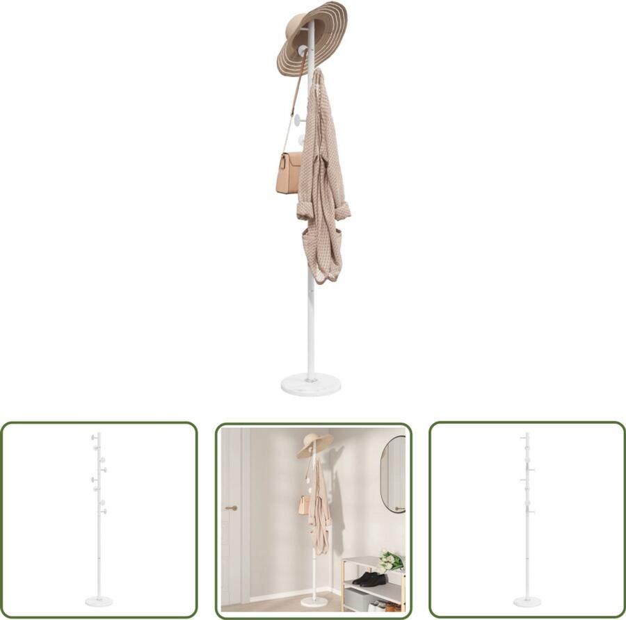 VidaXL Kapstok 176 cm wit gepoedercoat ijzer Kapstok Wit Kapstok Marmeren Kapstok Entreehal Meubilair Garderobe