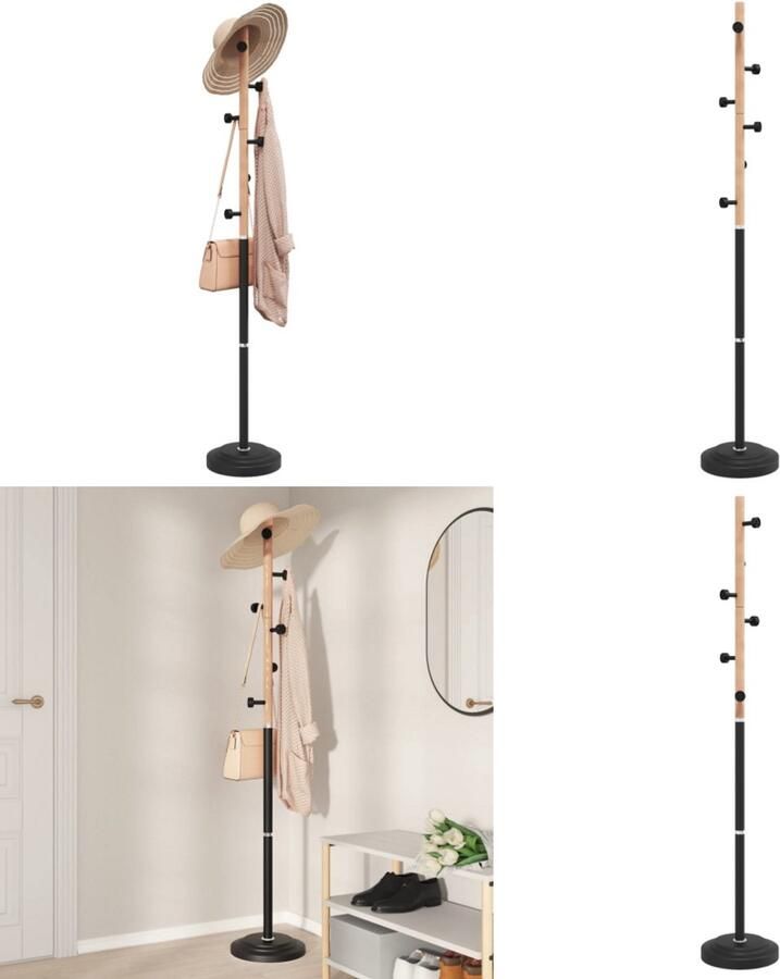 VidaXL Kapstok 177 cm gepoedercoat ijzer zwart Kapstok Kapstokken Kledingrek Jassenrek