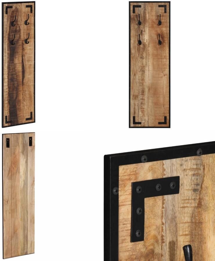 VidaXL Kapstok 35x8x110 cm massief ruw mangohout Kapstok Kapstokken Kledingrek Jassenrek