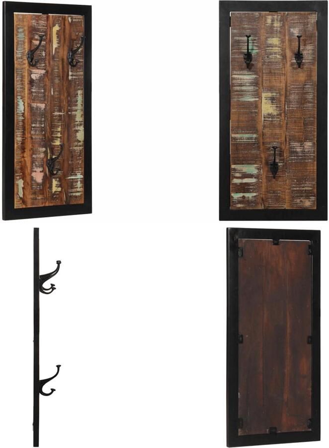 VidaXL Kapstok 40x2x80 cm massief gerecycled hout meerkleurig Kapstok Kapstokken Kledingrek Kleerhanger Rek
