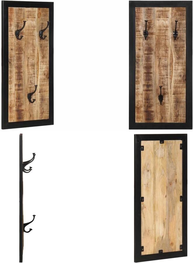 VidaXL Kapstok 40x2x80 cm massief ruw mangohout Kapstok Kapstokken Kledingrek Kleerhanger Rek
