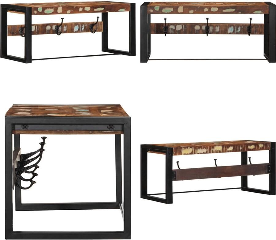 VidaXL Kapstok 80x35x35 cm massief gerecycled hout meerkleurig Kapstok Kapstokken Kledingrek Kleerhanger Rek