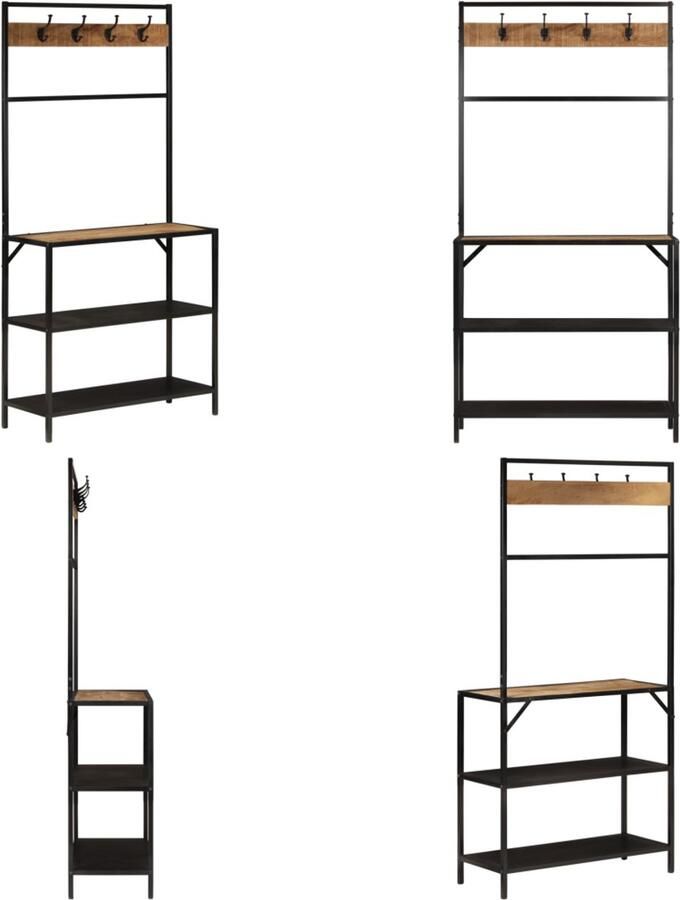 VidaXL Kapstok 90x35x180 cm massief mangohout en ijzer Kapstok Kapstokken Kledingrek Jassenrek
