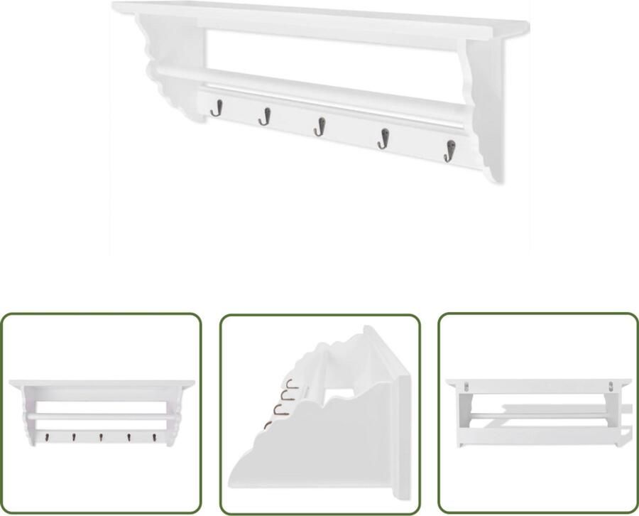 VidaXL Kapstok Barokstijl MDF Wit 70x18x26 cm Barok Stijl Kapstok Wandkapstok Mdf Kapstok Witte Kapstok Entree Kapstok Vintage Kapstok Decoratieve Kapstok Hangrek Kledingopbergruimte Schoenenkastje