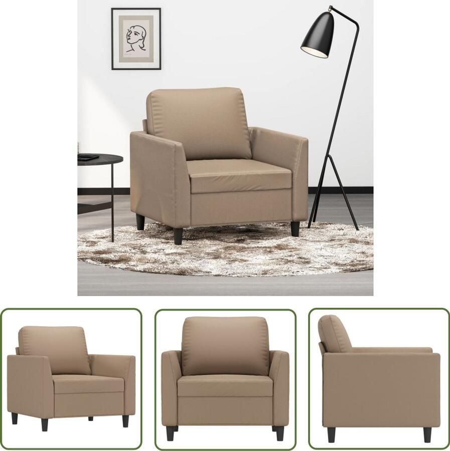VidaXL Fauteuil 60 cm kunstleer cappuccinokleurig Fauteuil Kapstok Bank Salontafel Decoratie