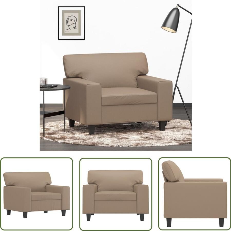 VidaXL Fauteuil 60 cm kunstleer cappuccinokleurig Fauteuil Kapstok Bruine Fauteuil Designstoel Lounge Stoel
