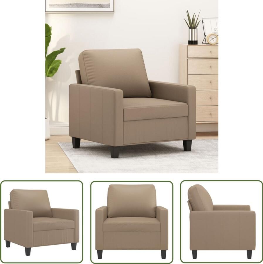 VidaXL Fauteuil 60 cm kunstleer cappuccinokleurig Fauteuil Kapstok Designstoel Bruine Fauteuil Lederlook