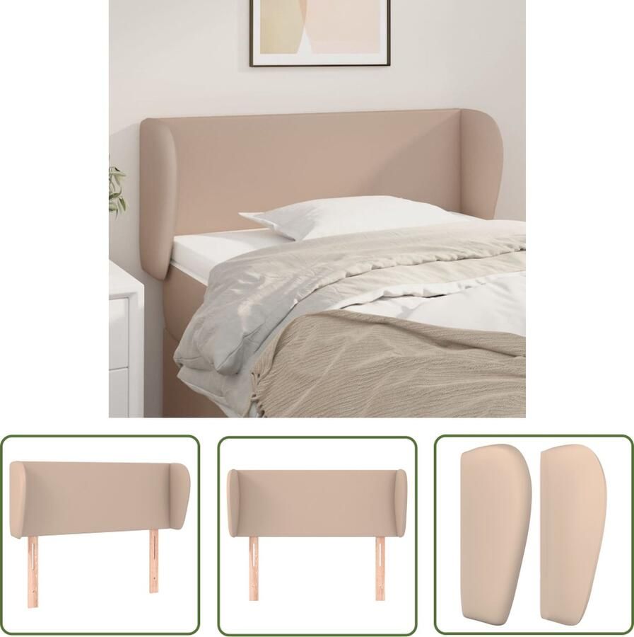 The Living Store Hoofdbord met randen 103x23x78 88 cm kunstleer cappuccinokleur Hoofd Bord Kapstok Bedstede Bedroom Decor Slaapkamersdecoratie