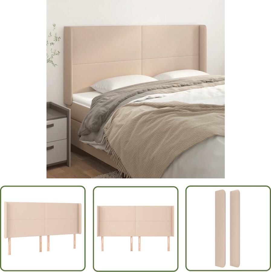The Living Store Hoofdbord Hoofdeind Cappuccino Verstelbaar Duurzaam kunstleer Stabiele poten Comfortabele ondersteuning Hoofd Bord Kapstok Bedroom Decoratie Bruine Meubels Leder Look