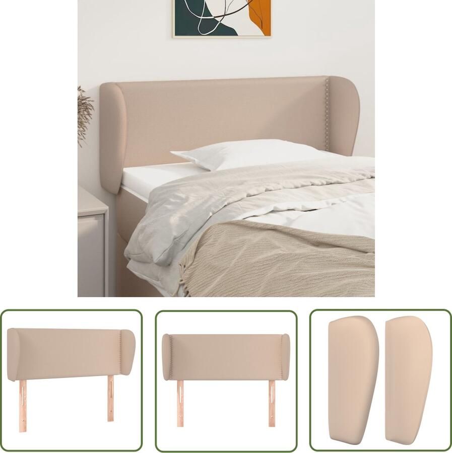 The Living Store Hoofdbord Cappuccino Kunstleer Verstelbare hoogte Stevige poten Klassiek design Hoofd Bord Kapstok Bedstee Bedroom Decoratie Klassiek Design