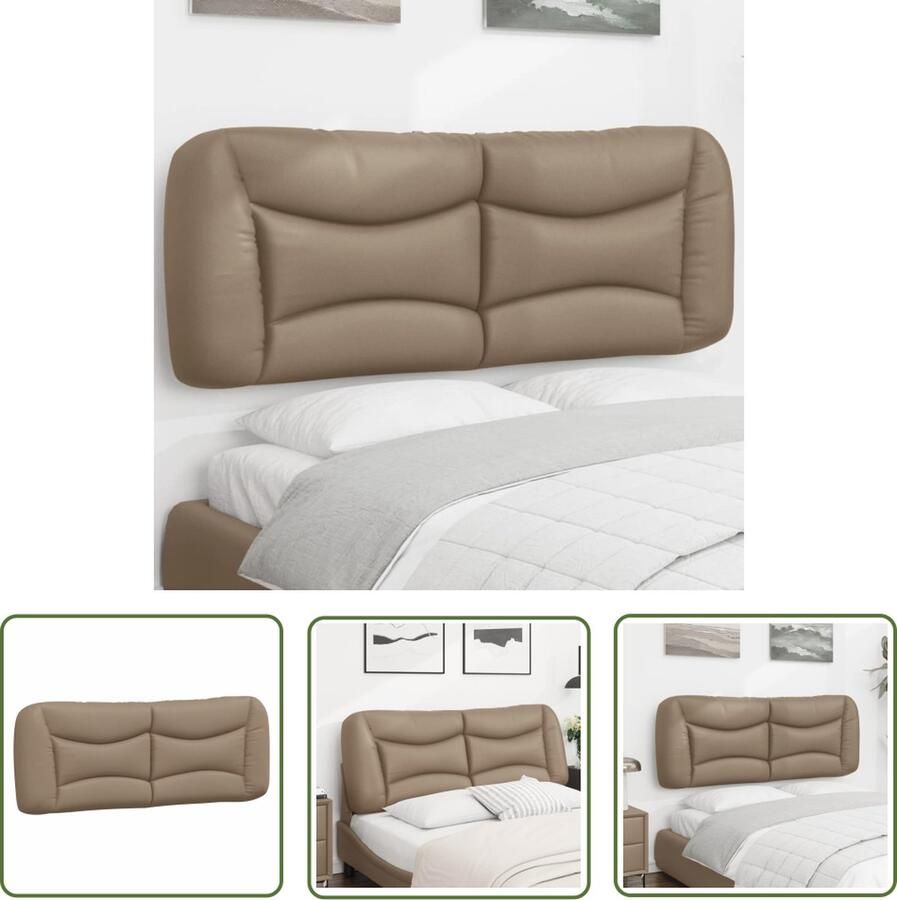 The Living Store Hoofdbordkussen 150 x 15 x 48 cm kunstleer Cappuccino Luxe ontwerp PP-vezels voor comfortabele ondersteuning veelzijdige installatie Hoofdbordkussen Kapstok Sierkussens Bedroom Decor Bruine Meubels