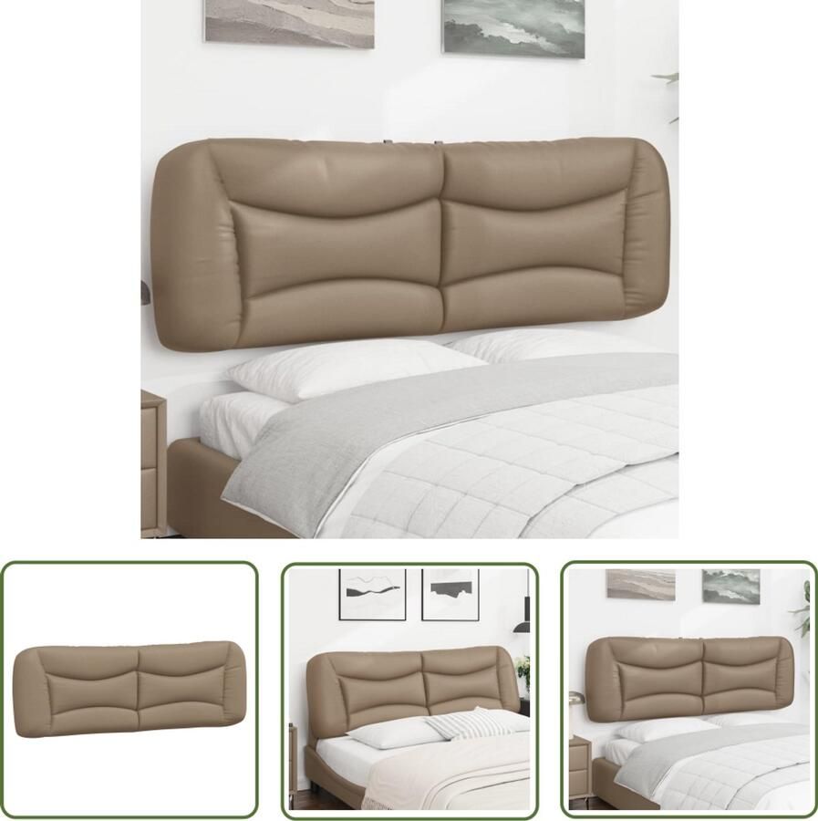 The Living Store Hoofdbordkussen 160 cm kunstleer cappuccinokleurig Hoofdbordkussen Kapstok Bruine Bank Lederlook Slaapcomfort