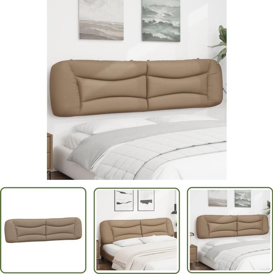 VidaXL Hoofdbordkussen Hvar 200 cm kunstleer cappuccinokleurig Hoofdbordkussen Kapstok Bruine Bank Lederlook Designbank