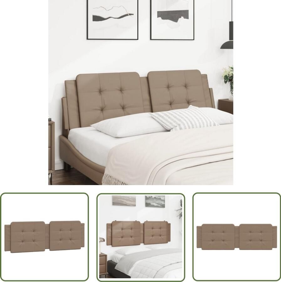 The Living Store Hoofdbordkussen 160 cm kunstleer cappuccinokleurig Hoofdbordkussen Kapstok Bruine Bank Lederlook Designbank