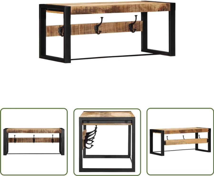 VidaXL Kapstok Massief Mangohout 80x35x35 cm Wandkapstok Kapstok Houten Mango Hout Hangsysteem Entree Decoratie