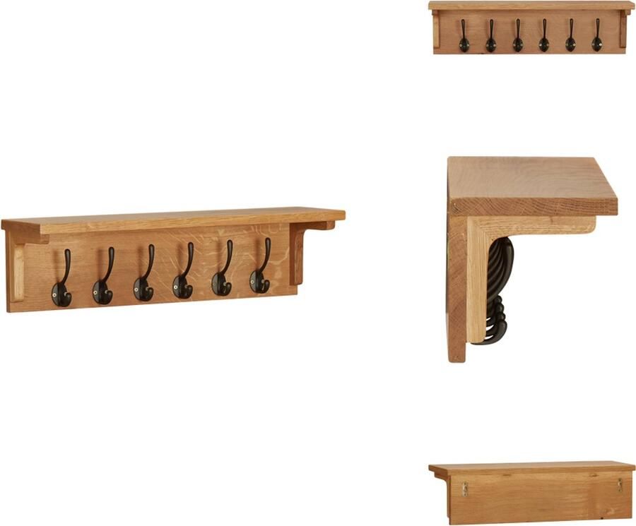 VidaXL Kapstok Kapstokken Kap Stok Kap Stokken Kapstok 60x16x16 cm massief eikenhout