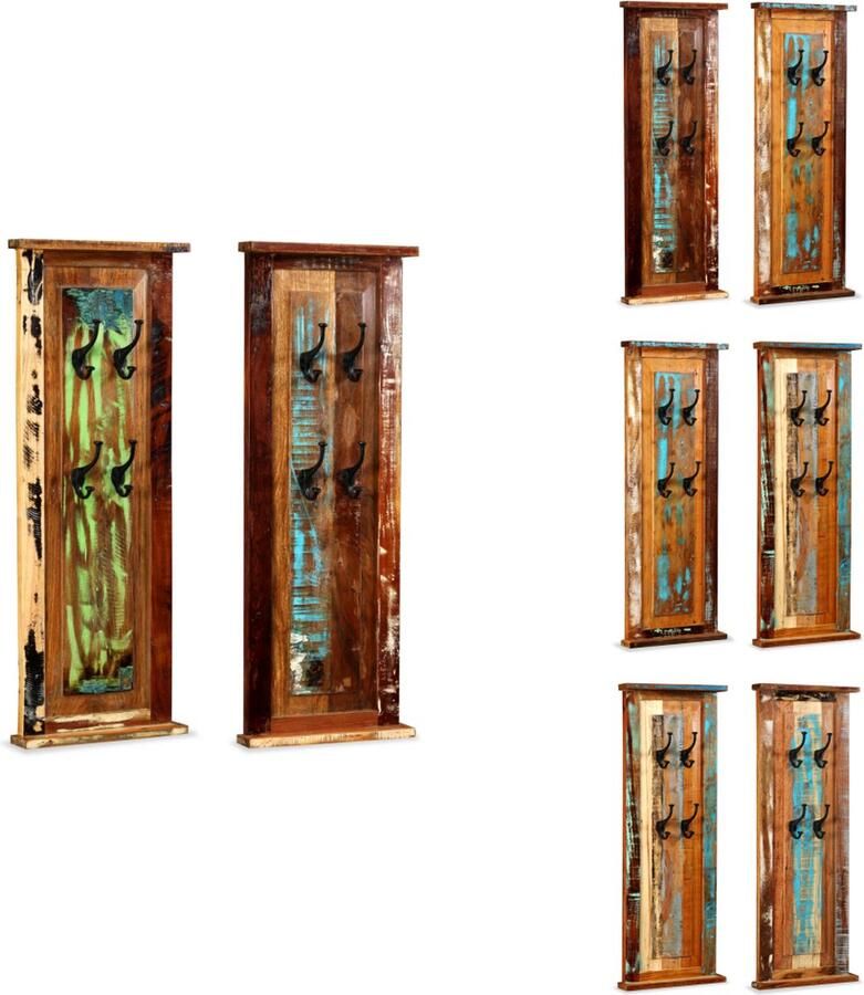 VidaXL Kapstok Kapstokken Kap Stok Kap Stokken Kapstokken 2 st 38x100 cm massief gerecycled hout
