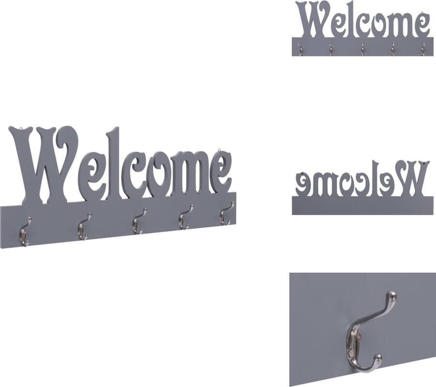 VidaXL Kapstok Kapstokken Kap Stok Kap Stokken Wandkapstok WELCOME 74x29 5 cm grijs