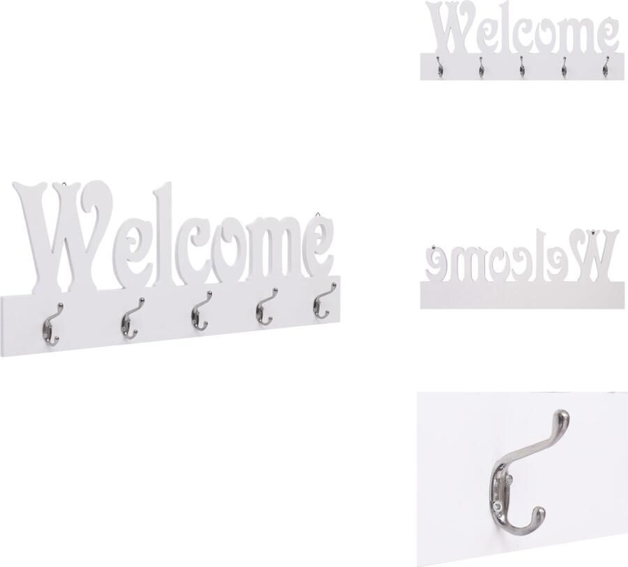 VidaXL Kapstok Kapstokken Kap Stok Kap Stokken Wandkapstok WELCOME 74x29 5 cm wit