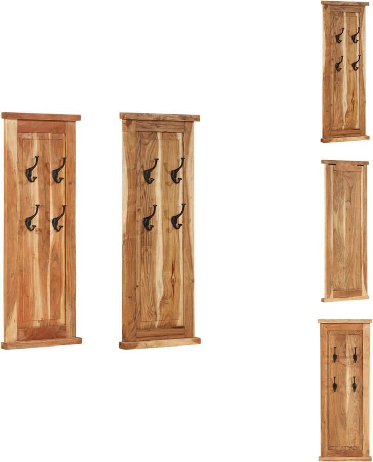 VidaXL Kapstok Kapstokken Kap Stok Kleerhanger Kapstokken 2 st 38x100 cm massief acaciahout