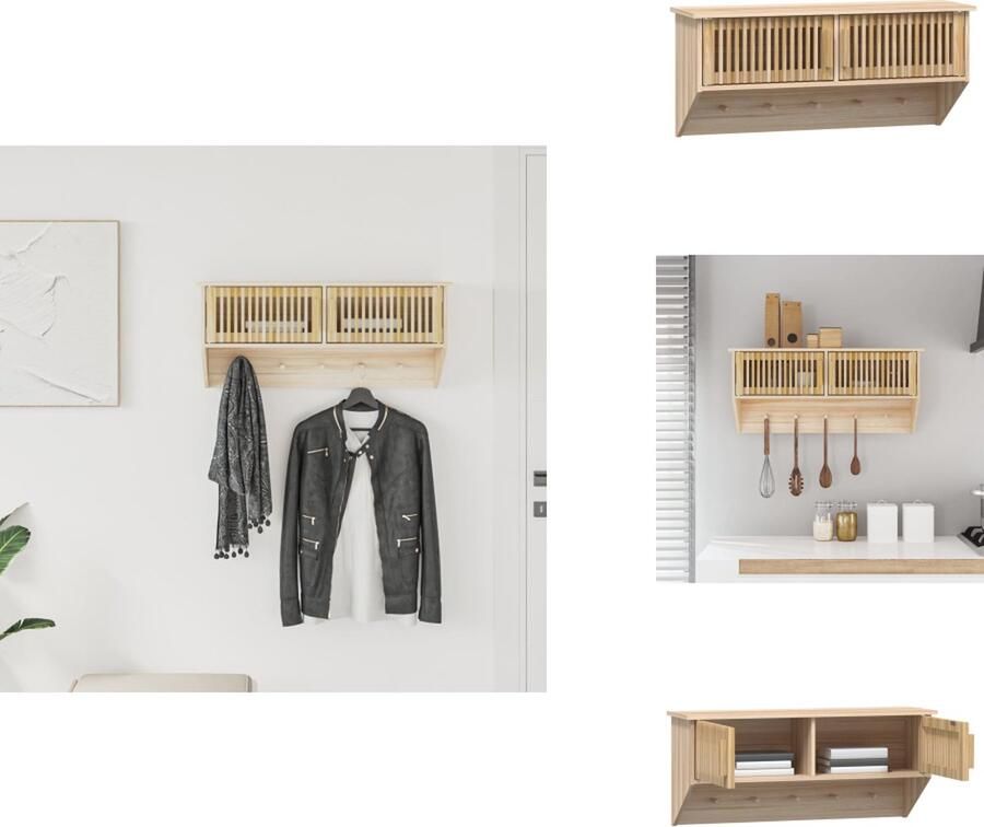 VidaXL Kapstok Kapstokken Kapstok Met Plank Kapstok Met Schap Wandkast met haken 80x24x35 5 cm bewerkt hout