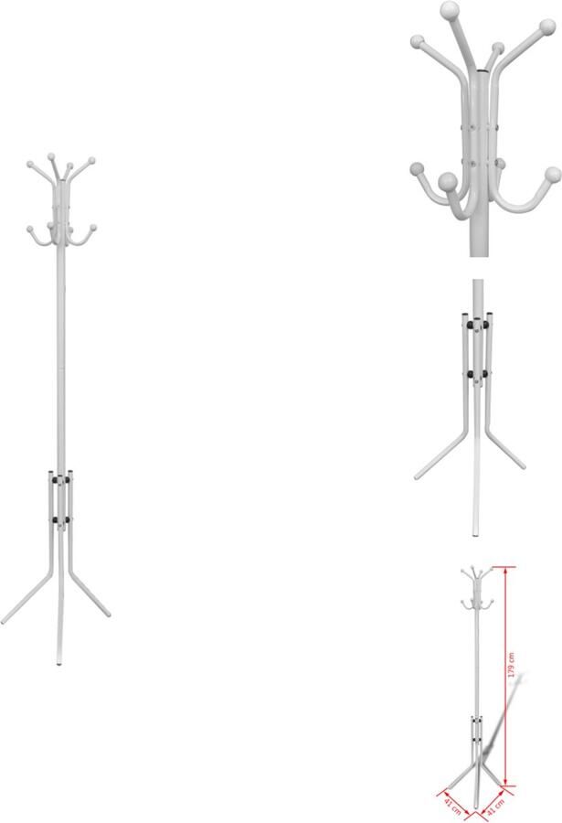 VidaXL Kapstok Kapstokken Kapstokje Kapstokjes Kapstok metaal wit