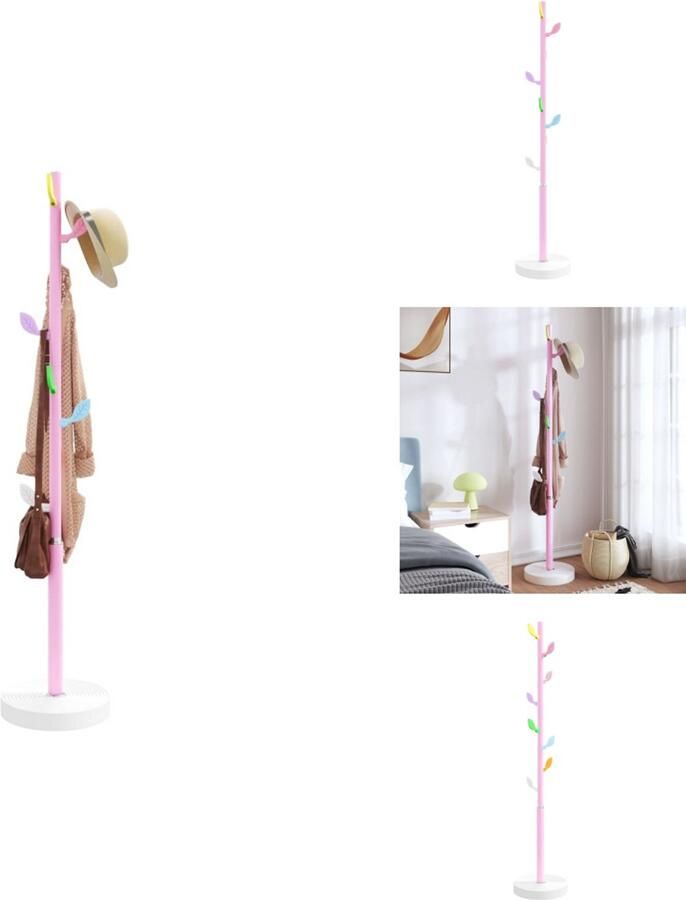 VidaXL Kapstok Kapstokken Kledingrek Jassenrek Kapstok 172 cm gepoedercoat ijzer roze