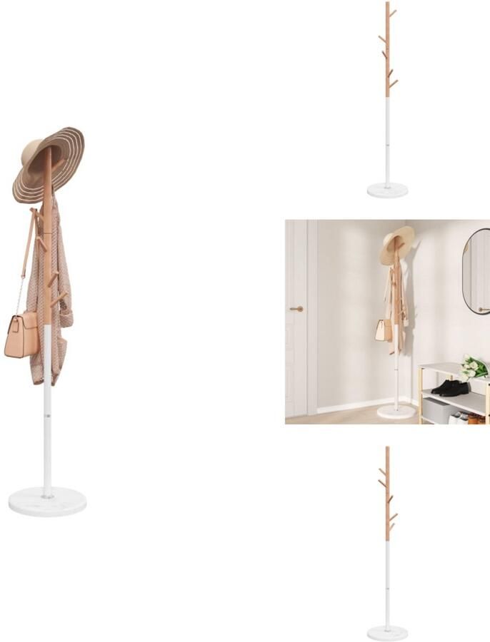 VidaXL Kapstok Kapstokken Kledingrek Jassenrek Kapstok 172 cm gepoedercoat ijzer wit