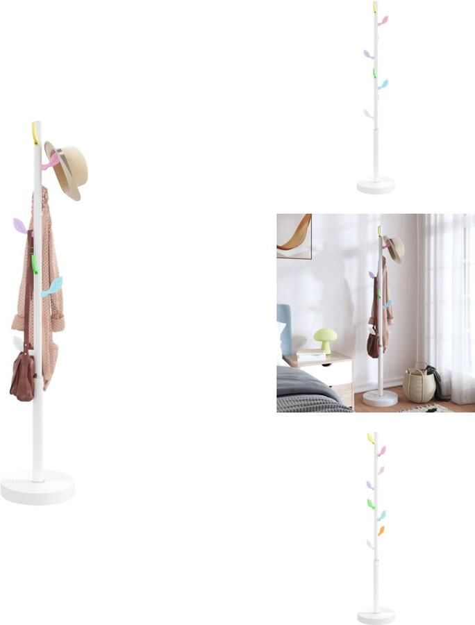 VidaXL Kapstok Kapstokken Kledingrek Jassenrek Kapstok 172 cm gepoedercoat ijzer wit