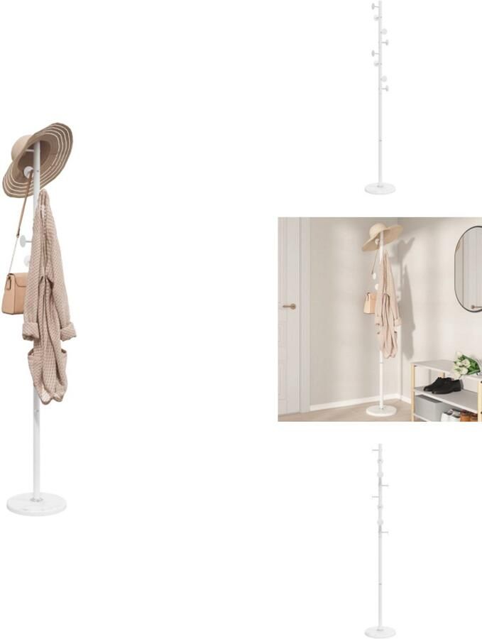 VidaXL Kapstok Kapstokken Kledingrek Jassenrek Kapstok 176 cm gepoedercoat ijzer wit