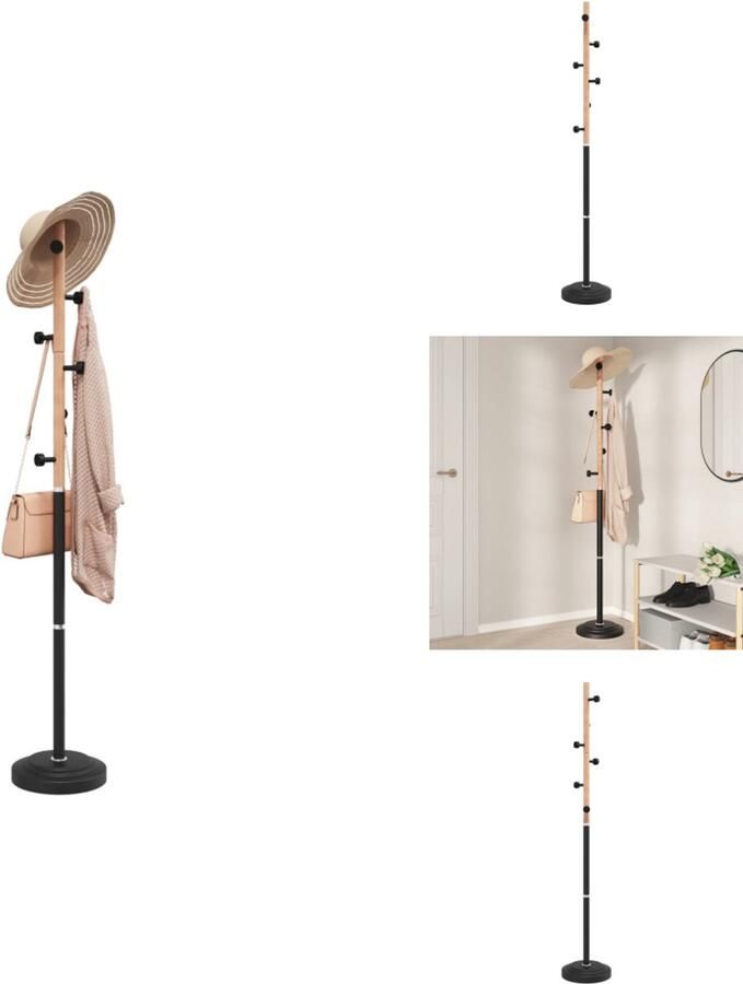 VidaXL Kapstok Kapstokken Kledingrek Jassenrek Kapstok 177 cm gepoedercoat ijzer zwart