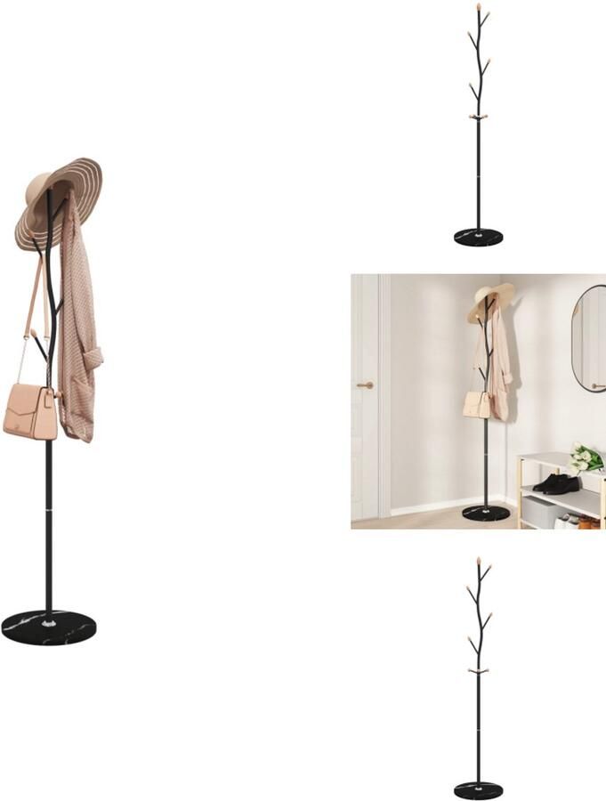 VidaXL Kapstok Kapstokken Kledingrek Jassenrek Kapstok 177 cm gepoedercoat ijzer zwart